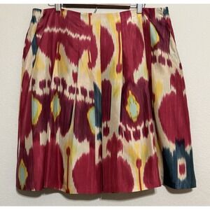 Lauren Ralph Lauren Women's Silk‎ Skirt Size 16 Aztec Watercolor Artsy